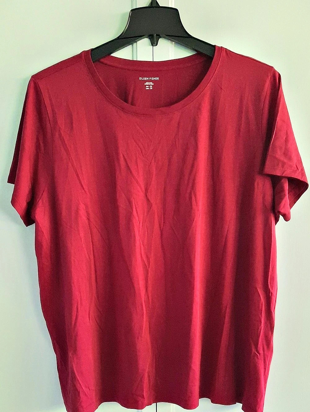 Eileen Fisher Round Neck Tee Short Sleeve Crimson/Red Size 3X